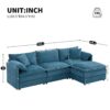 Modular Sectional With Deep And Wide Seat, L Shaped Cloud Couch Set With Double Cushions 4 Seat Sofa With Movable Ottoman Oversized - Blue - Image 13