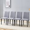 Exquisite Linen Cotton Dining Chairs (Set of 4), Simple And Versatile Design With Comfortable Seating - Light Gray - Image 2