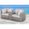 Handcrafted Outdoor Loveseat With Seating And Cushions - Gray Mix - Image 2