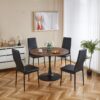 Tulip Table Mid-Century Dining Table For 4 - 6 People With Round MDF Table Top, Pedestal Dining Table, End Table Leisure Coffee Table - Walnut - Image 3