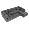 Oversized Sectional Sofa U-Shaped Sofa Couch Pull-Out Sofa Bed With Two Throw Pillows For Living Room - Gray - Image 14