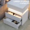 Led Nightstands 3 Drawer Dresser For Bedroom End Table With Acrylic Board LED Bedside Tables For Bedroom Living Room Bedside Furniture - White - Image 2