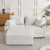 Modern Style Loveseat Sofa Sectional Sofa Couch With Storage Space, A Movable Ottoman, Two USB Ports, Two Cup Holders, A Phone Holder For Living Room - Beige - Image 10