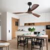 48" Ceiling Fan Without Light, 3 Solid Wood Blades Outdoor Ceiling Fan 6 - Speed Reversible DC Motor For Living Room - Black - Image 3