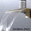 Modern Wall Mount Bathtub Faucet With Waterfall Spout And Single Handle Control - Brushed Gold - Image 5