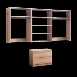 Devi - Wall Mounted Wood Closet System With Modular Versatility And Warm - Oak