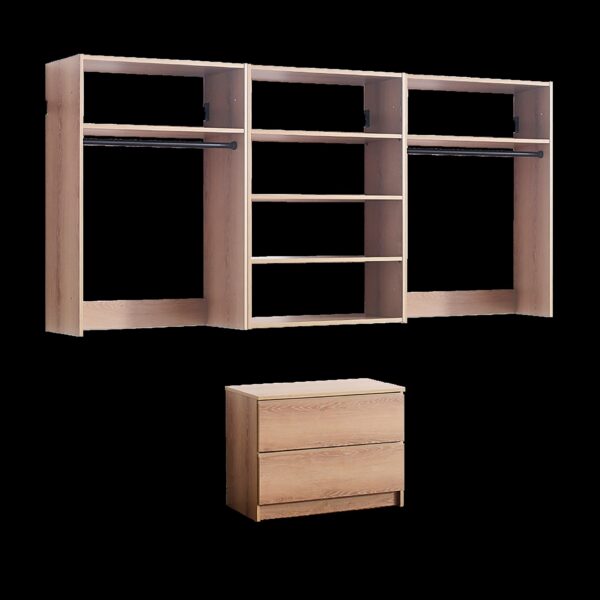 Devi - Wall Mounted Wood Closet System With Modular Versatility And Warm - Oak