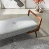 Cora - Mid-Century Modern Gray Bench - Gray - Image 4