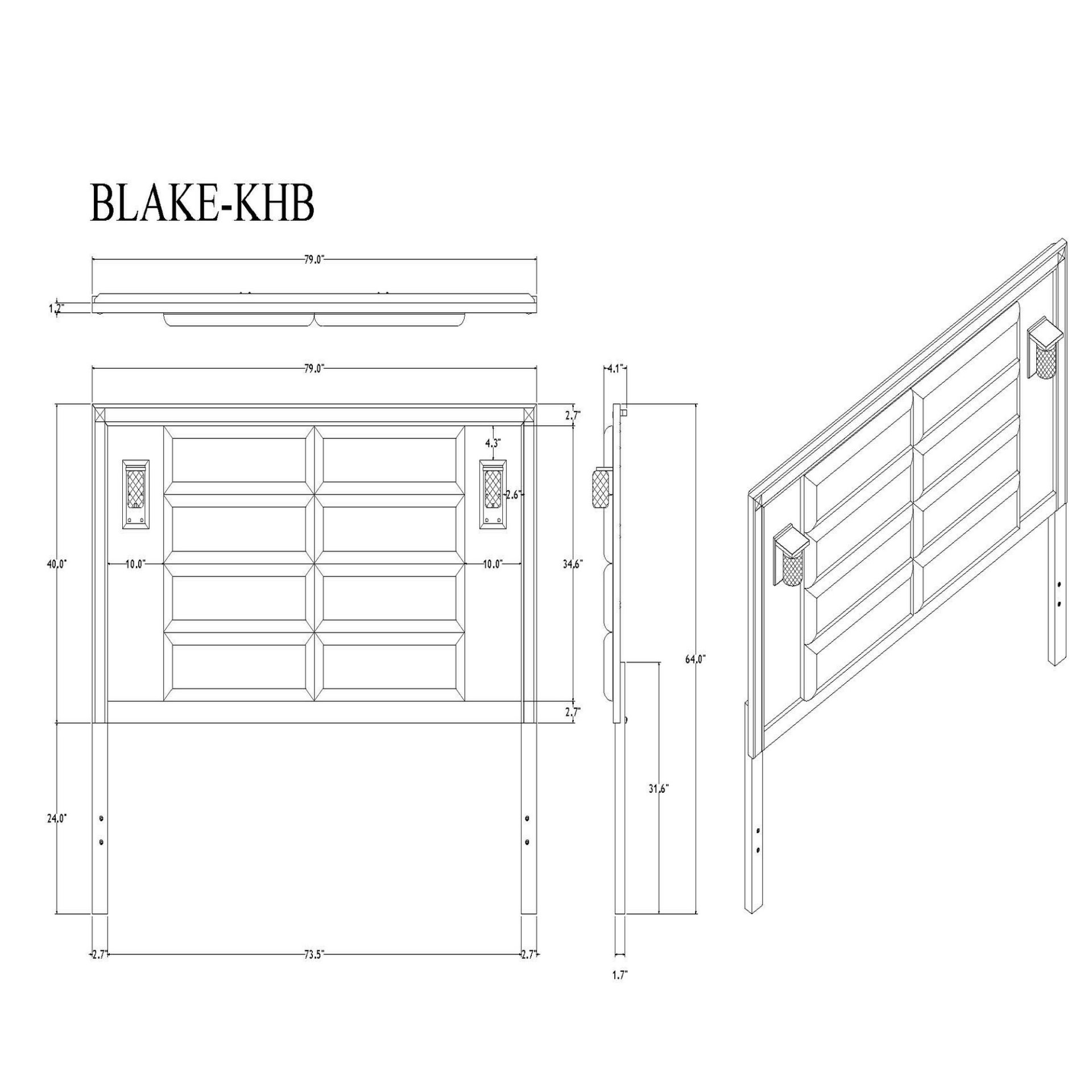 Lively - King 5 Pieces Bedroom Set With Glitter Detail And Padded Headboard With Lights - Black - Image 8