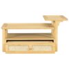 Modern Coffee Table, Coffee Table With 1 Storage Shelf, 2 Tabletops And 1 Rattan Drawer For Living Room - Natural - Image 7