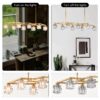 Crystal Chandelier For Dining Room, 8 Light Kitchen Chandelier Light Fixture Modern Metal Industrial Chandeliers For Farmhouse Entryway Living Room (8*G9 Bulbs Included) - Matte Gold - Image 9