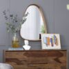 Irrgeular Mirror With Frame, Wall Mirror For Living Room Bathroom Entryway - Brown - Image 7