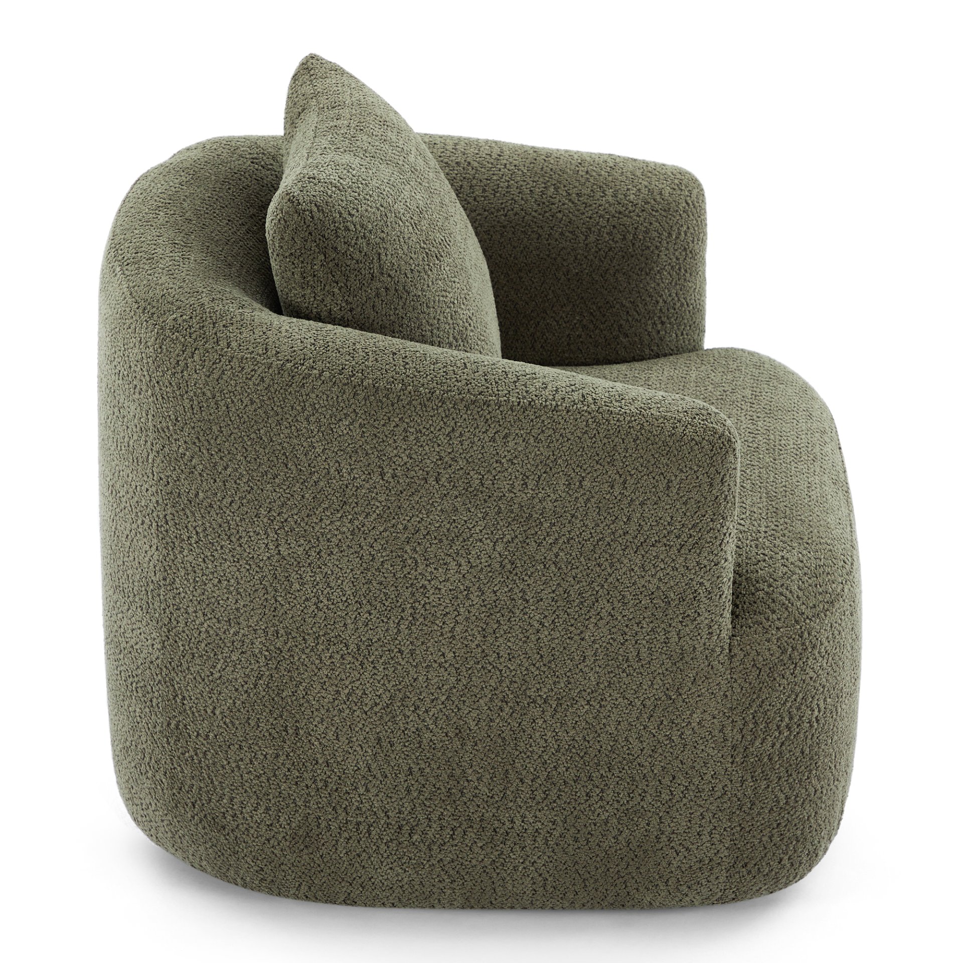 360° Swivel Chair, Chenille Upholstered Barrel Sofa Chair With Throw Pillow, For Living Room, Office - Green - Image 15