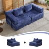 Convertible Floor Sofa Bed With Fixed Shape Frame, Loveseats Boneless Modular Sectional, For Living Room - Dark Blue - Image 4