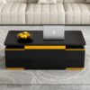 Lift Top Coffee Table With 4 Storage Stools, Multi Functional Adjustable Coffee Table For Living Room - Black - Image 5