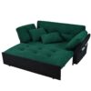 Modern Convertible Sleeper Sofa Bed With Pull Out Queen Design, Side Storage & Thick Cushions Chenille Loveseat For Living Room Or Bedroom 3 In 1 Function - Green - Image 17