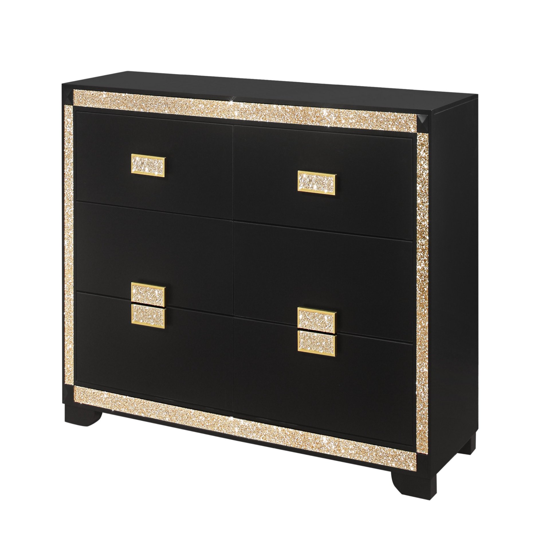 Lively - Dresser With Glitter Detail And Thick Bar Handle Hardware - Black - Image 4