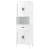 Tall Bathroom Cabinet With Drawer And Adjustable Shelves - White - Image 12