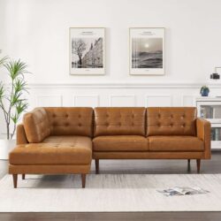 Lucco - Left Facing Sectional - Cognac Tan