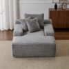 Oversized Chaise Lounge Chair Cozy Cloud Couch, Plush Corduroy Upholstered Sleeper Sofa Daybed With 3 Throw Pillows And Wide Armrest For Living Room - Gray - Image 4