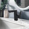 Smart LED Bathroom Faucet With Temperature Digital Display And Pull Down Sprayer - Matte Black - Image 2