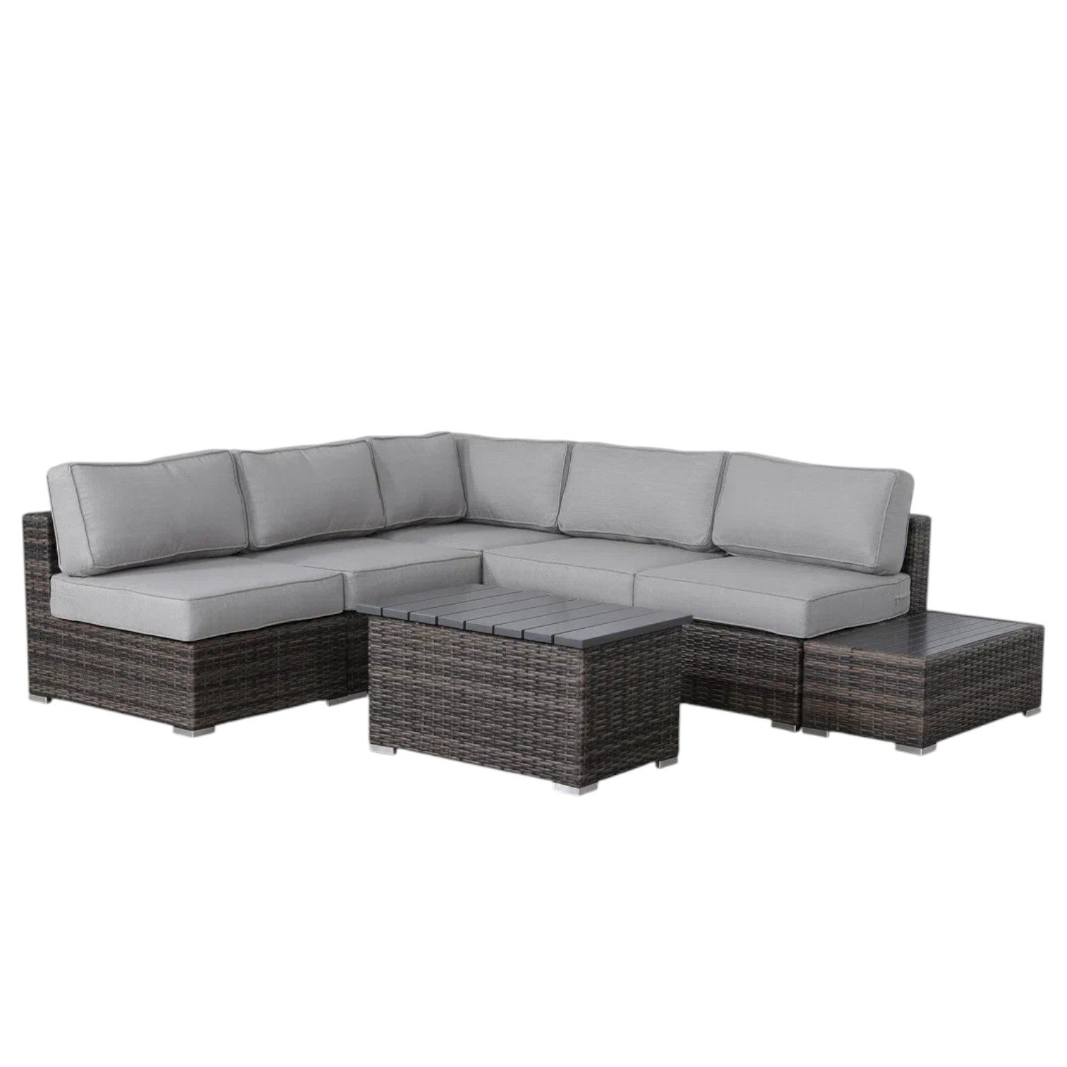 4 Person Patio Sectional Set With Cushions - Brown - Image 5