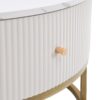 Modern Round Coffee Table With Drawers, Faux Marble, Metal Frame - Off White - Image 7