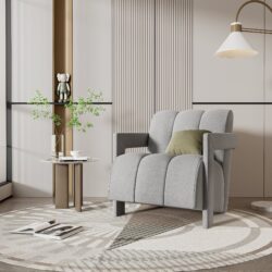 Modern Minimalist Leisure Armchair With L Shaped Armrests For Living Room - Gray