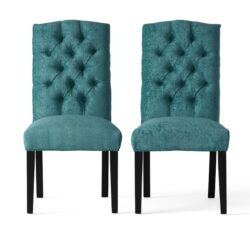 Harriet - Tufted Dining Chairs With Solid Wood Frame And Soft (Set of 2) - Teal Green