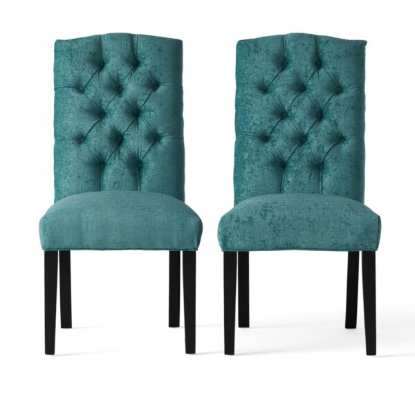Harriet - Tufted Dining Chairs With Solid Wood Frame And Soft (Set of 2) - Teal Green