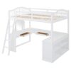 Full Loft Bed With U Shaped Desk, Storage Compartments And Tri Fold Mirror - White - Image 6