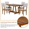 Topmax - 5 Piece Rustic Dining Table Set With 4 Upholstered Chairs, Rectangular Dining Table With Trestle Table Base - Walnut - Image 6