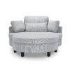 Corduroy Sofa With Two Throw Pillows And A Waist Pillow With An Extra Tray For Comfortable Seating In Small Apartment Bedrooms - Gray - Image 6