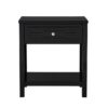 Dylan - Wooden End Side Table Nightstand With Glass Top And Drawer - Black - Image 2