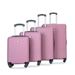 Luggage 4 Piece Lightweight Suitcase With Rotating Wheels, 24" And 28" With Tsa Lock, (16/20/24/28) - Pink