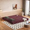 Convertible Couch Bed With 2 Pillows, 3 Seat Folding Floor Couch & King Size Bed Mattress, Diy Combination - Burgundy - Image 8
