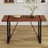 Industrial Rectangular Color Wood Grain Dining Table For 4 - 6 People, Kitchens, Patios, Dining Rooms - Walnut - Image 5