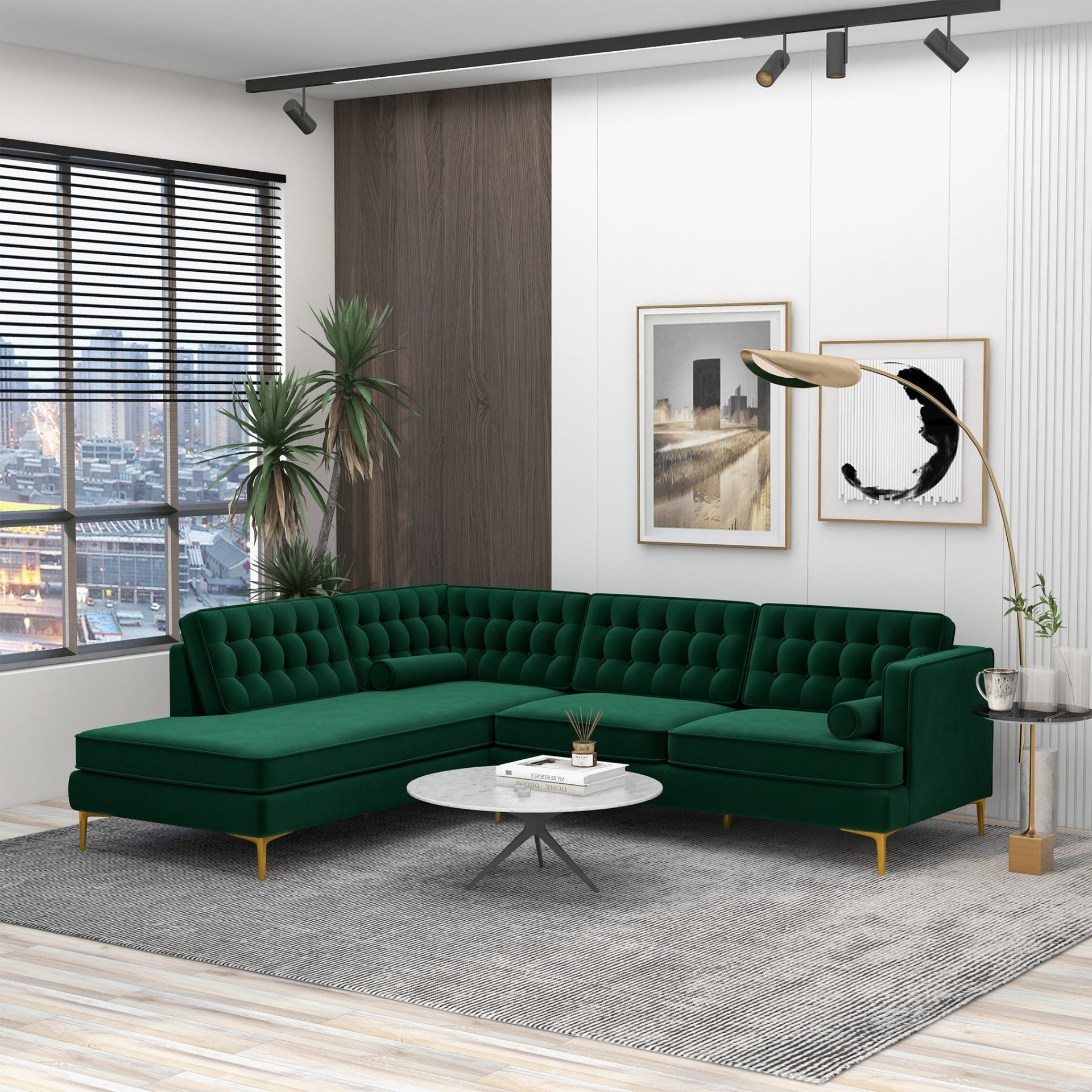 Brooke - Sectional Sofa Left Facing - Green - Image 2