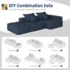 Modern Oversized Modular Sectional Sofa With Ottoman, Seat, Chaise Lounge And Armrest, Sparkling Chenille Fabric Soft Cushion Sofa With 4 Pillows, 4 Pieces Diy Combination Tufted Sofa, No Assembly Required - Blue - Image 16