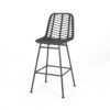 Sawtelle - Outdoor Wicker Barstools (Set of 2) With Faux Rattan And Iron Frame - Gray / Black - Image 5