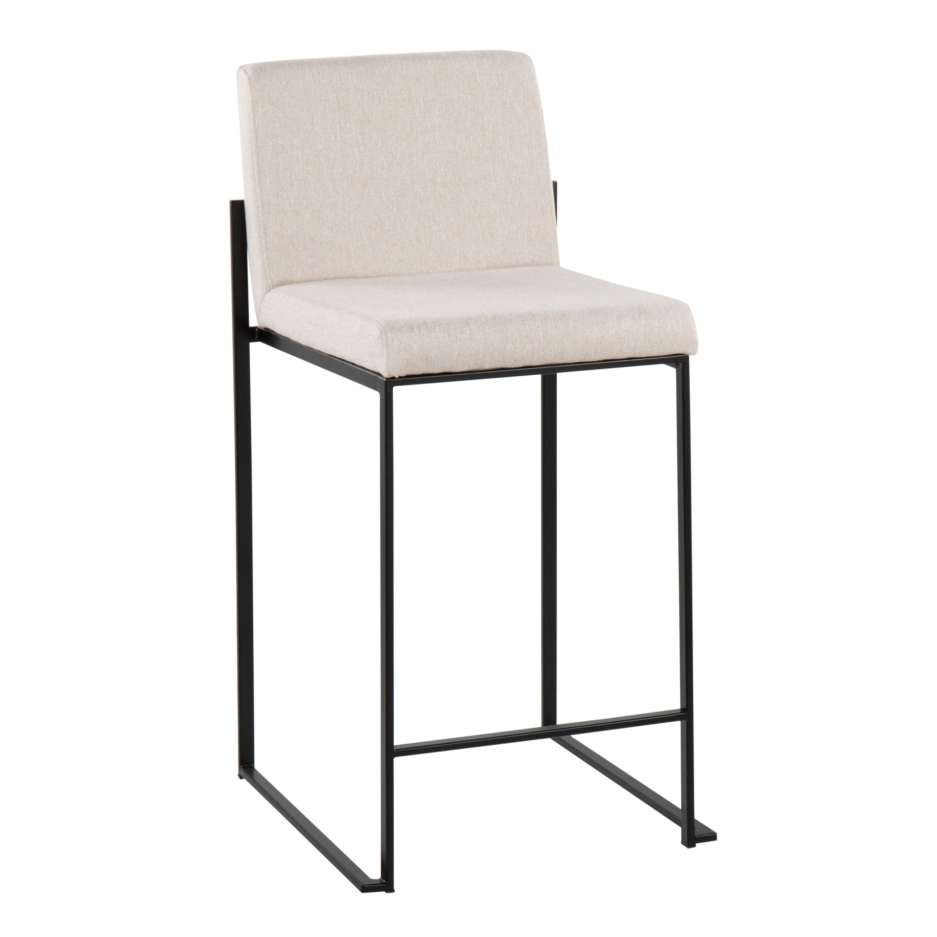 Fuji - Contemporary High Back Counter Stool (Set of 3) - Black / Beige - Image 2