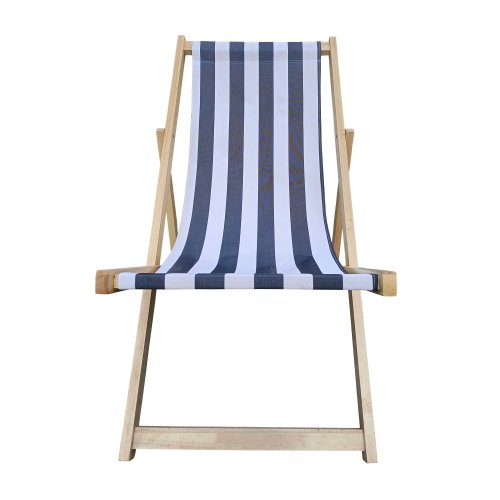 Sling Folding Chaise Lounge Chair - Stripe Blue - Image 3