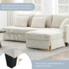 Modern L-Shaped Corduroy Sofa With Reversible Chaise, 4 Seat Upholstered Sectional Indoor Furniture, Convertible Sleeper Couch With Pillows - Beige - Image 16