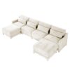 Elegant Four Seater Sofa With Movable Ottoman And Lumbar Pillow Frame Ergonomic Design - Beige - Image 21