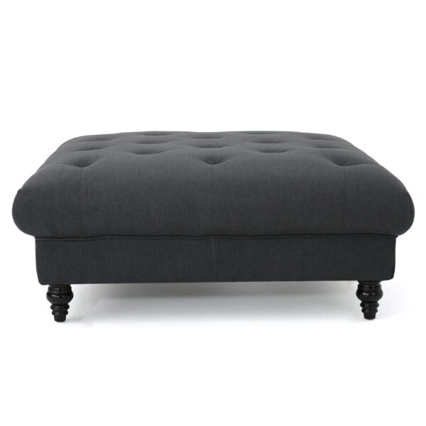Madrid - Tufted Ottoman With Button Tufting And Turned Feet - Dark Gray