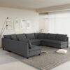 Modular Sectional Reversible U Shaped Couch Set, Free Combination Minimalist Style Oversized 8 Seat Convertible Sofa - Gray - Image 6