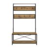 Rustic X-Back Hall Tree With Bench - Barnwood - Image 3