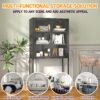 Heavy Duty Metal Storage Cabinet, Sideboards & Buffet, Display Storage Cabinet With Glass Doors And 2 Adjustable Shelves, Tall Bookcase Modern Bookshelf Cabinet For Home Office, Living Room - Black - Image 6
