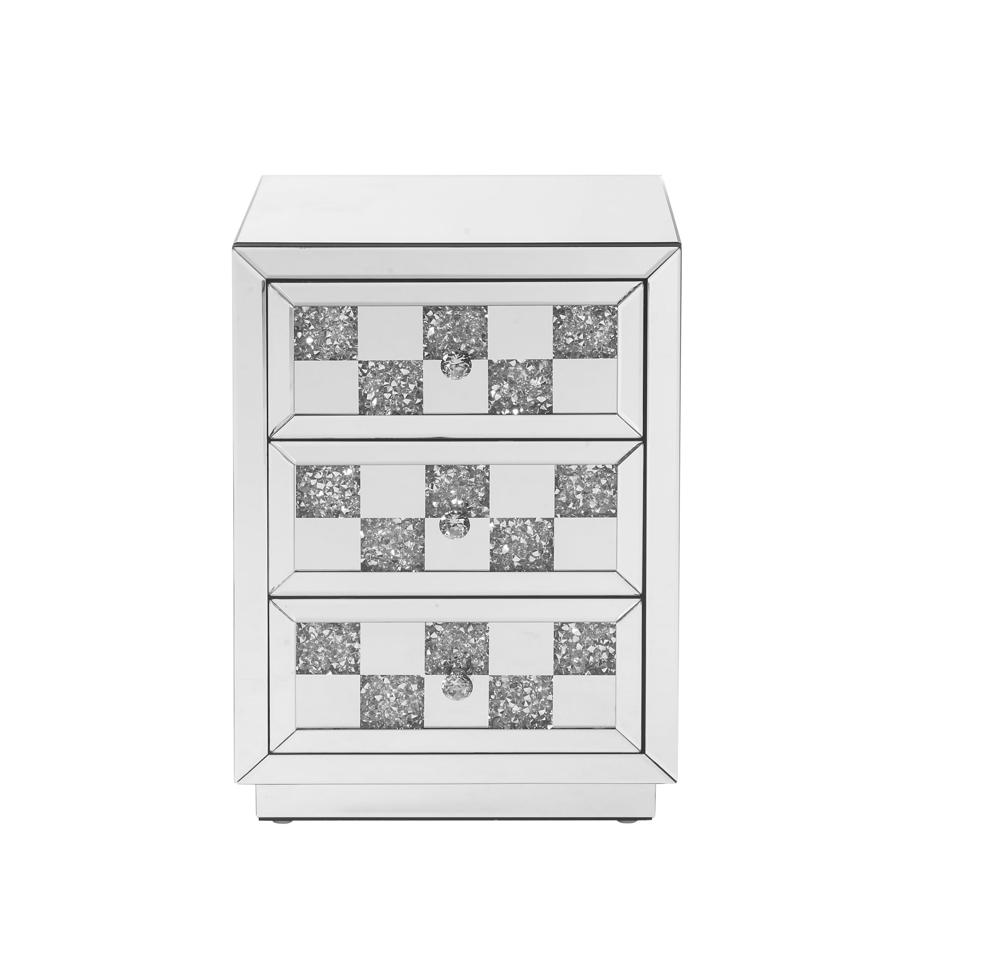 Noralie - Mirrored Faux Diamonds Accent Table - Silver - Image 3