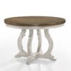 Havanna - 5 Piece Wide Contemporary Round Dining Table With Off White Fabric Chairs (Set of 5) - Vintage Walnut - Image 2
